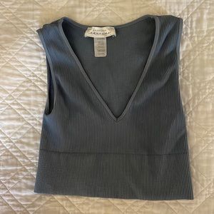 American Threads blue/gray crop top, one size